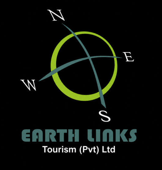Logo of Earth Links Tourism (Pvt) Ltd with a compass design on a black background